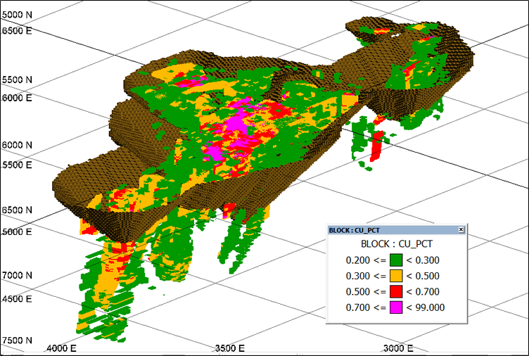 Figure 6: Oblique view towards the southeast showing 2015 resource model blocks srcset=